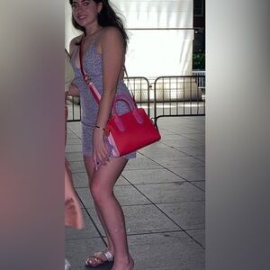 Adorable Halter Purple flower Sundress, Cute Strappy Back (Size L)